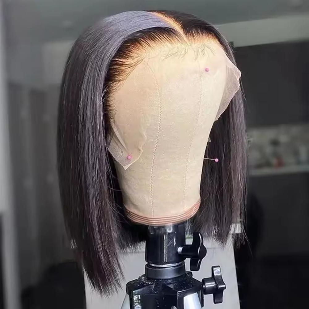 Glueless Wear And Go Human Hair Wig - 200% 밀도 8-14인치 짧은 스트레이트 밥