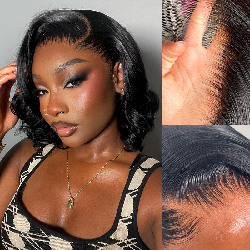 250% 밀도의 인모 바디 웨이브 숏 보브 글루리스 가 - Glueless Wear And Go Human Hair Wig 리뷰 및 가격