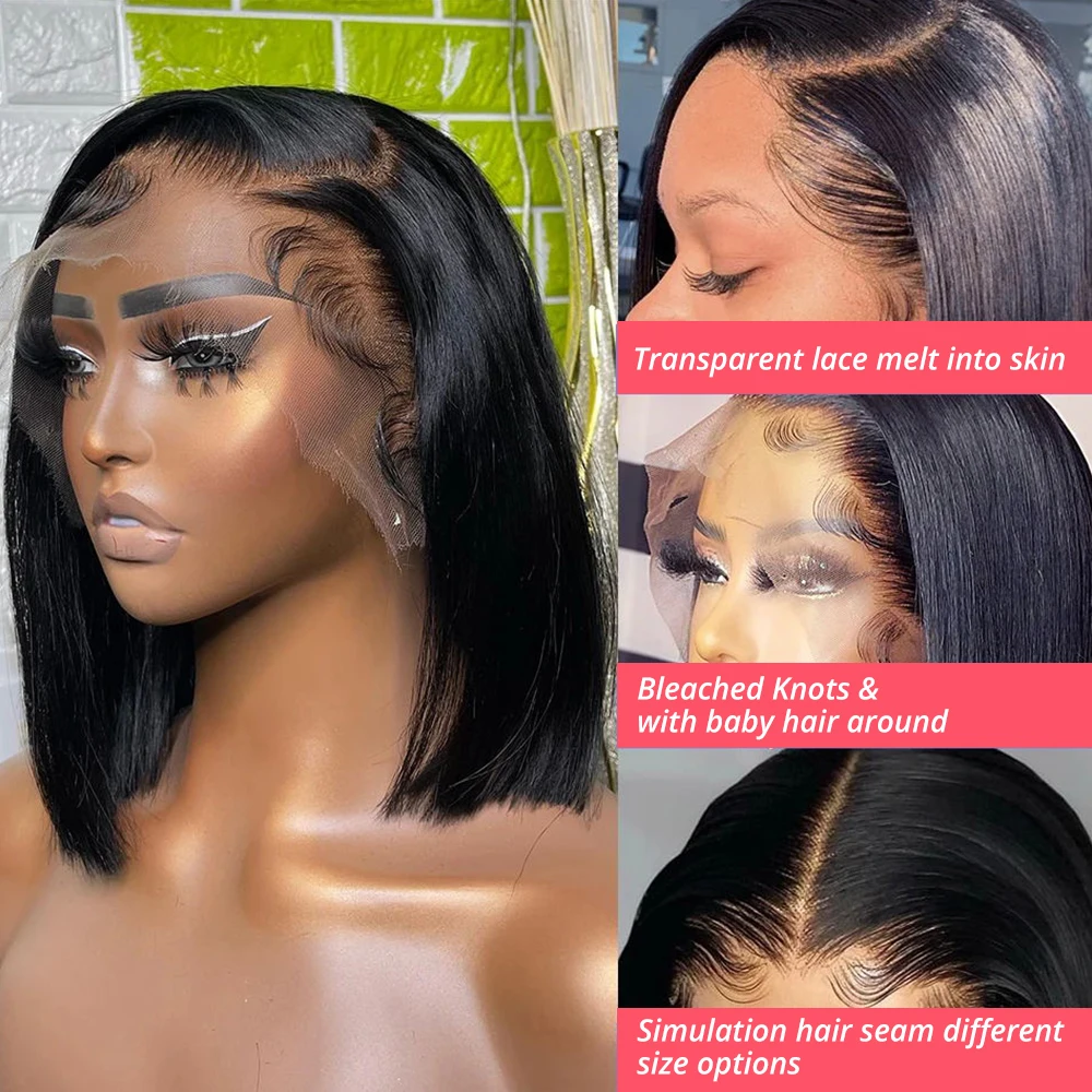 200% 밀도 8-14인치 짧은 스트레이트 밥 가발,  - Glueless Wear And Go Human Hair Wig 리뷰 및 가격