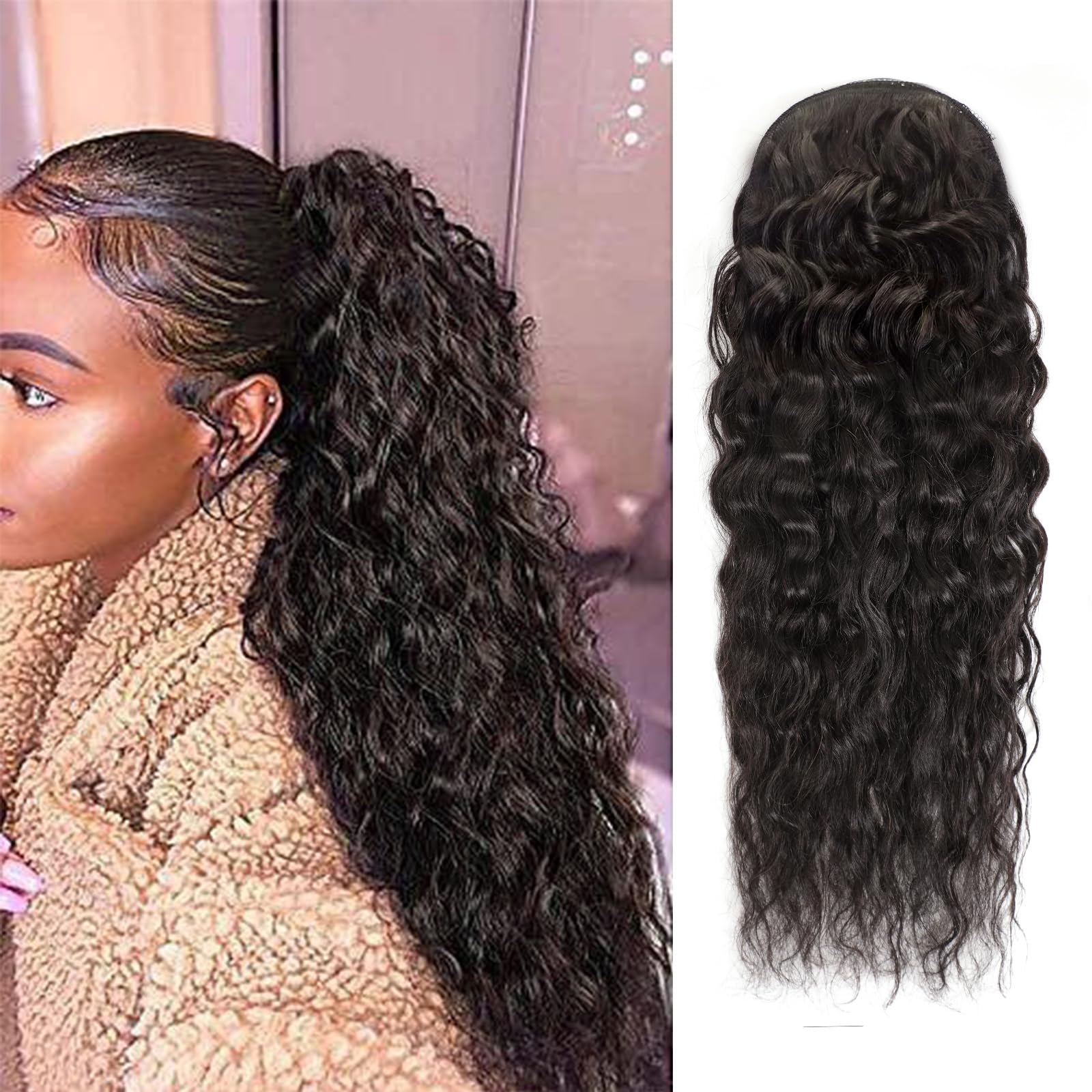 물결 웨이브 포니테일 인모 헤어 익스텐션 랩 어라운드  - Seamless Clip In Hair Extensions Human Hair 리뷰 및 가격