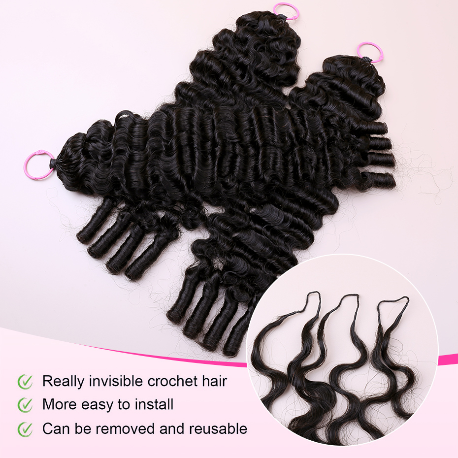 100% 인모 페더 크로셰 프리 루프드 인비저블 미라클 - Hair Bundles 리뷰 및 가격
