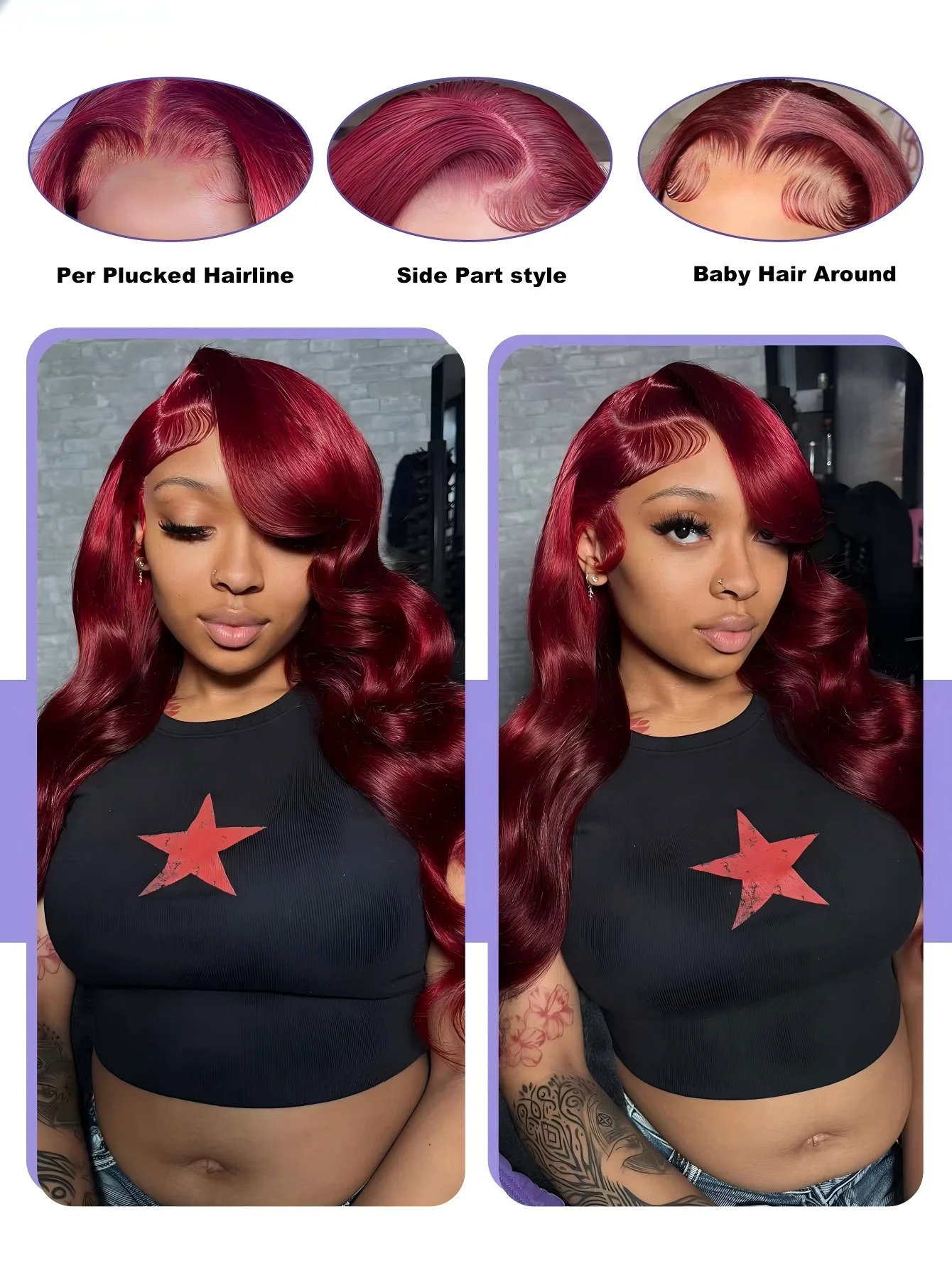 HD 투명 99J 버건디 색상의 바디 웨이브 레이스 프 - Hd Lace Frontal Wig Human Hair Pre Plucked 리뷰 및 가격
