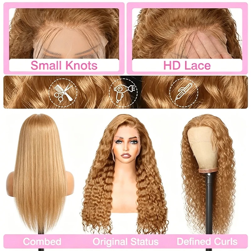 34인치 38인치 허니 블론드 인모 가발 딥 웨이브 1 - Hd Lace Frontal Wig Human Hair Pre Plucked 리뷰 및 가격